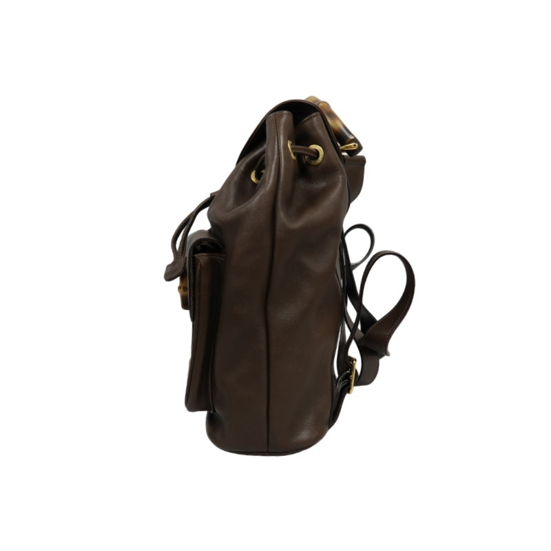 Gucci Bamboo Backpack Leather Brown Gold Hardware