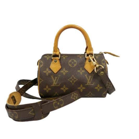 LOUIS VUITTON Nano Speedy, Monogram Canvas, Brown Handbag, with Shoulder Strap