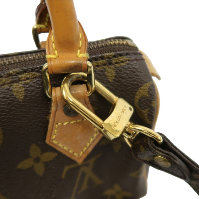 LOUIS VUITTON Nano Speedy, Monogram Canvas, Brown Handbag, with Shoulder Strap