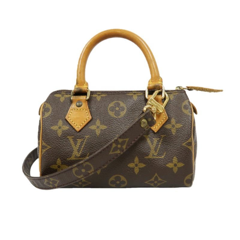 LOUIS VUITTON Nano Speedy, Monogram Canvas, Brown Handbag, with Shoulder Strap