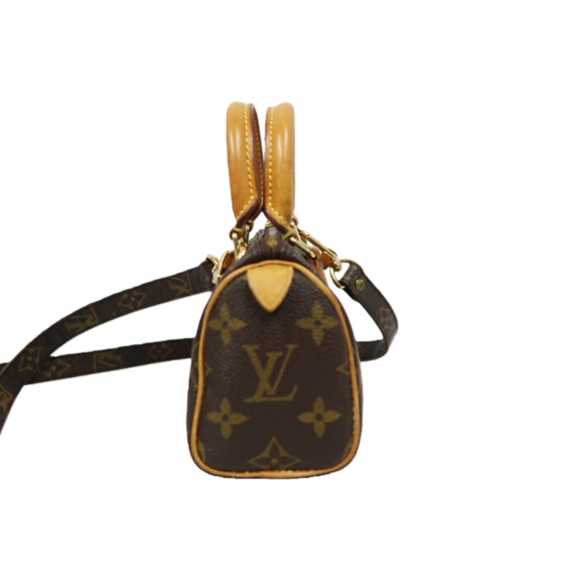 LOUIS VUITTON Nano Speedy, Monogram Canvas, Brown Handbag, with Shoulder Strap