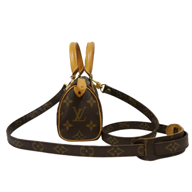 LOUIS VUITTON Nano Speedy, Monogram Canvas, Brown Handbag, with Shoulder Strap