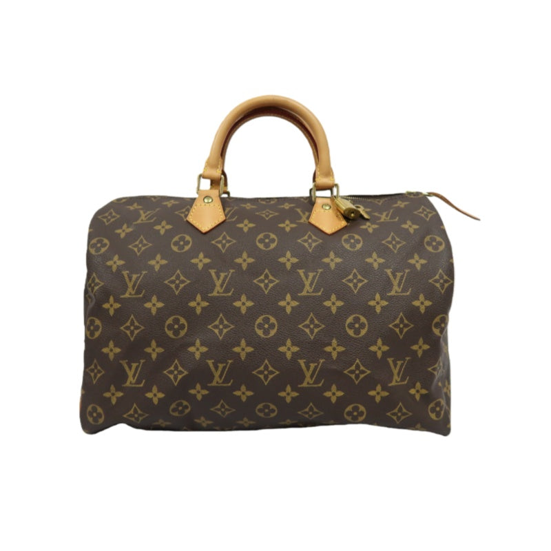 LOUIS VUITTON Speedy 35, Monogram Canvas, Brown Handbag, with Padlock & 2 Keys