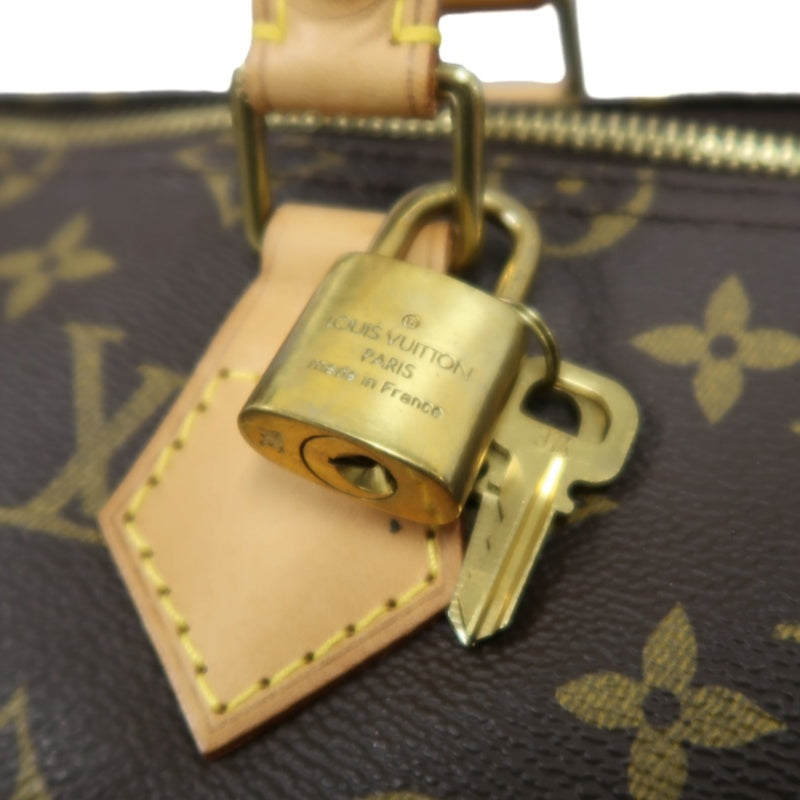 LOUIS VUITTON Speedy 35, Monogram Canvas, Brown Handbag, with Padlock & 2 Keys
