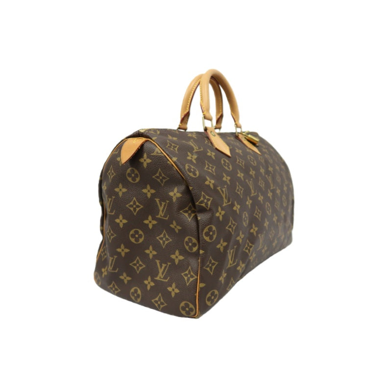 LOUIS VUITTON Speedy 35, Monogram Canvas, Brown Handbag, with Padlock & 2 Keys