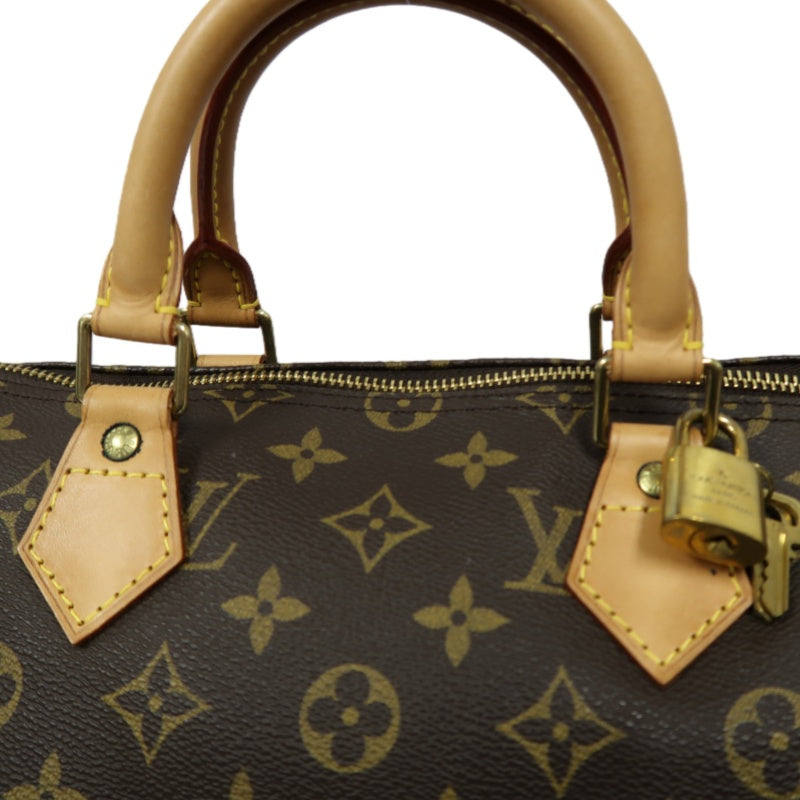 LOUIS VUITTON Speedy 35, Monogram Canvas, Brown Handbag, with Padlock & 2 Keys