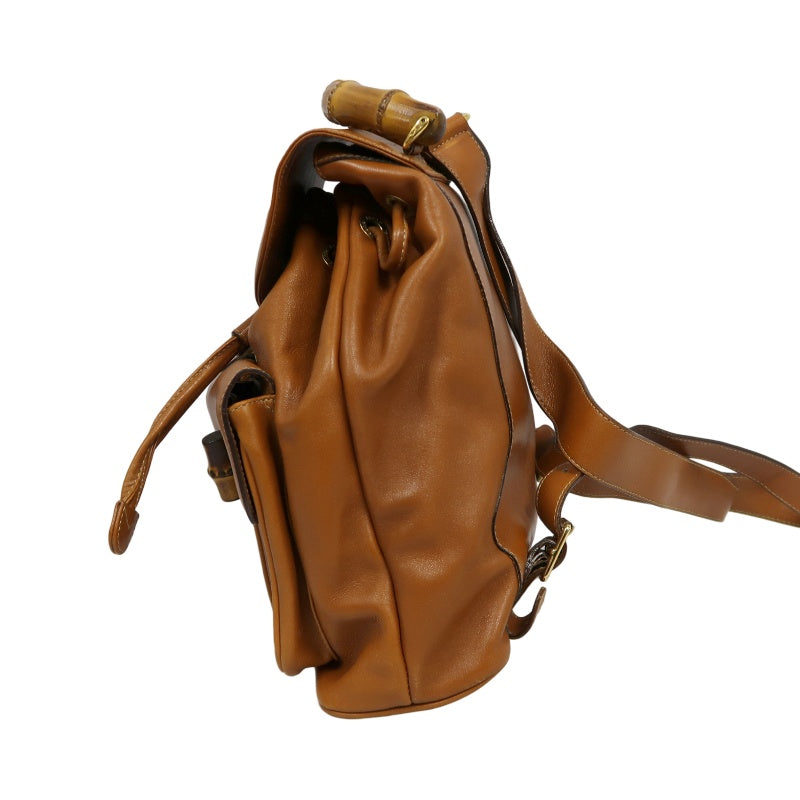 GUCCI Bamboo Backpack, Sheep Leather, Brown, Gold Hardware