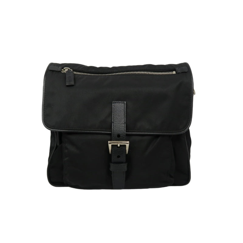 PRADA Black Nylon Handbag Shoulder Bag Silver Hardware