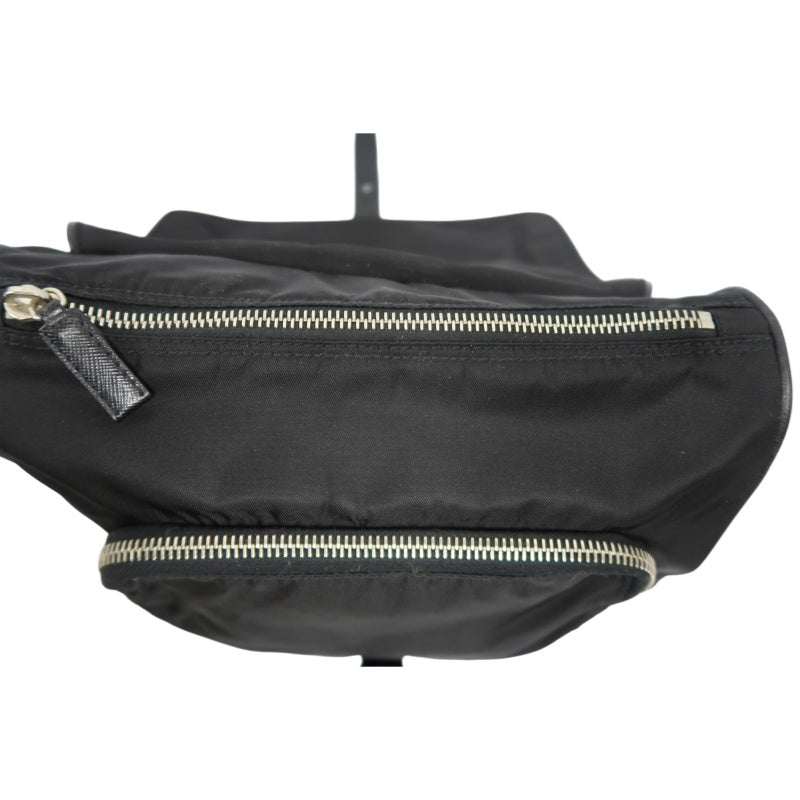 PRADA Black Nylon Handbag Shoulder Bag Silver Hardware
