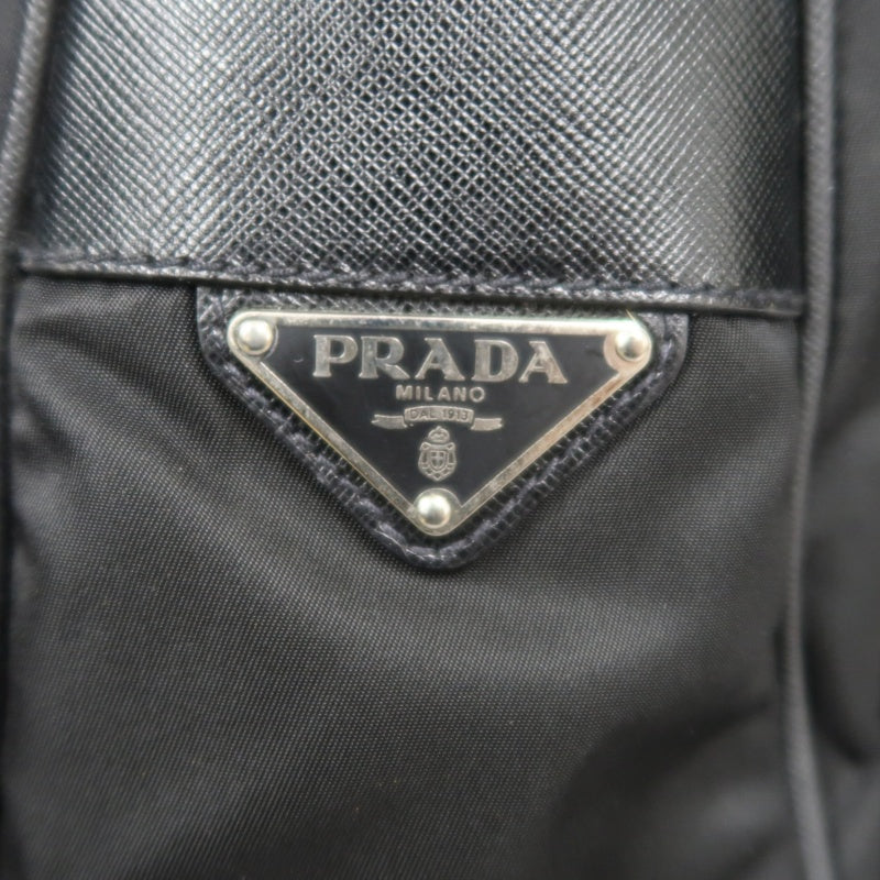 PRADA Black Nylon Handbag Shoulder Bag Silver Hardware