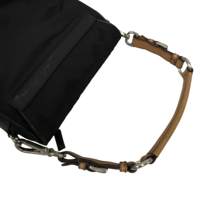 PRADA Black Nylon Handbag Shoulder Bag Silver Hardware
