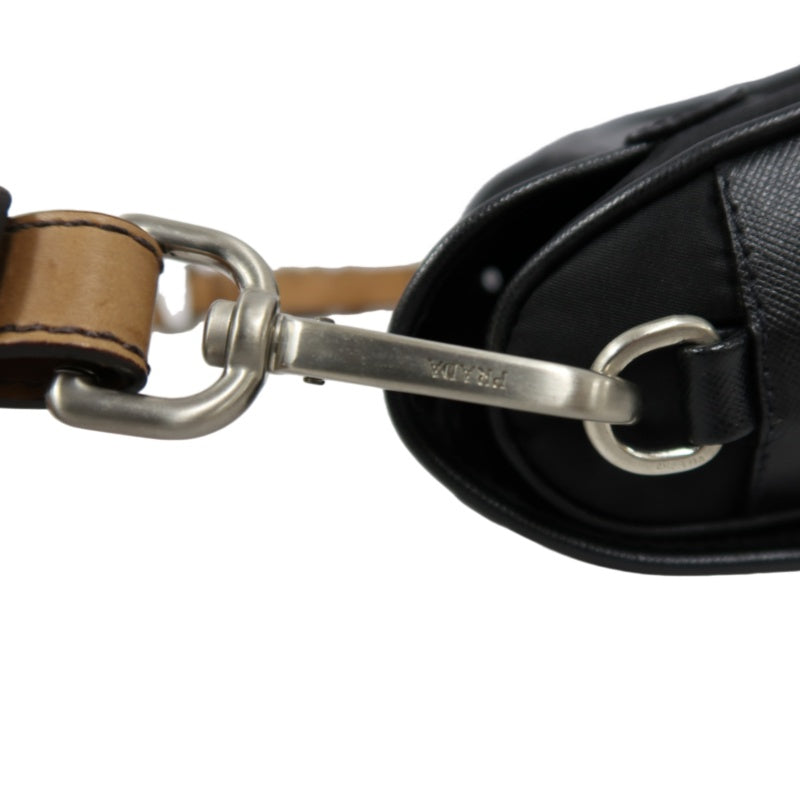 PRADA Black Nylon Handbag Shoulder Bag Silver Hardware