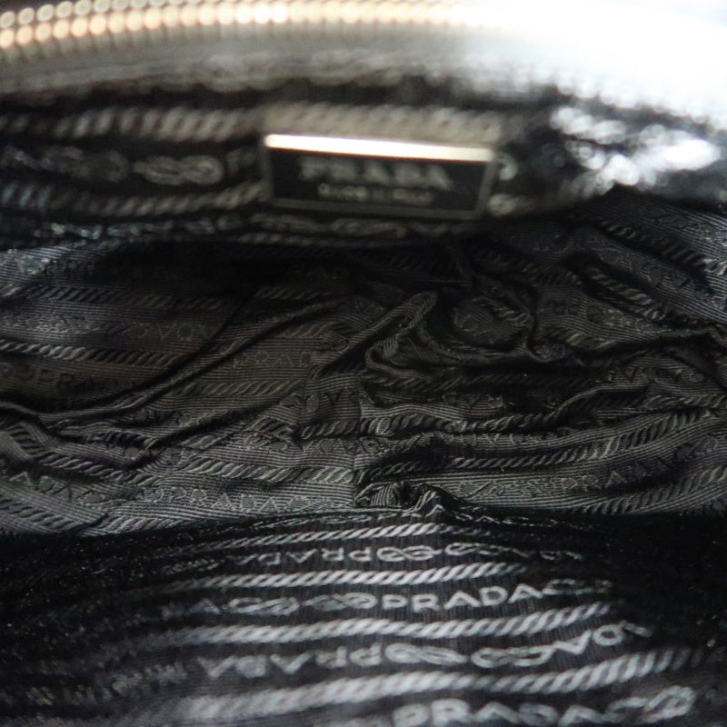 PRADA Black Nylon Handbag Shoulder Bag Silver Hardware