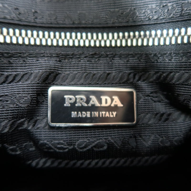 PRADA Black Nylon Handbag Shoulder Bag Silver Hardware