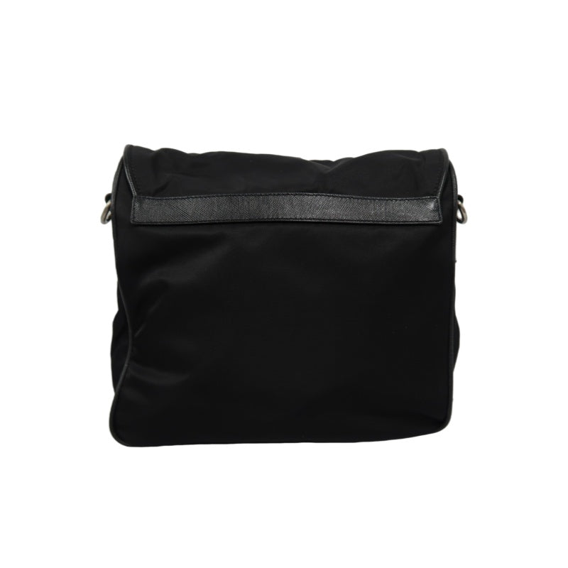 PRADA Black Nylon Handbag Shoulder Bag Silver Hardware