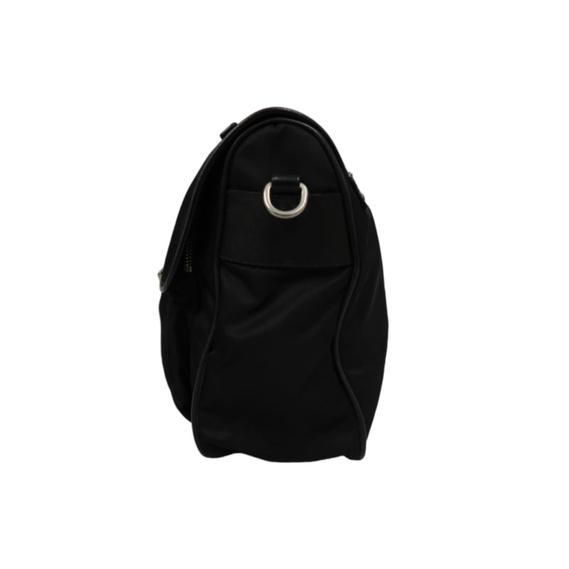 PRADA Black Nylon Handbag Shoulder Bag Silver Hardware