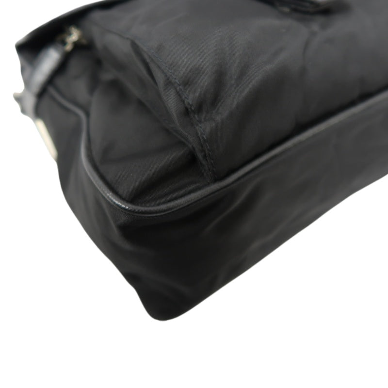 PRADA Black Nylon Handbag Shoulder Bag Silver Hardware