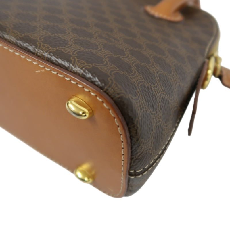 CELINE Macadam Handbag, Brown, Gold Hardware, CELINE Monogram PVC