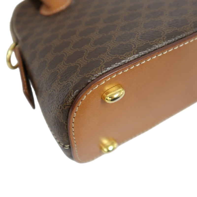 CELINE Macadam Handbag, Brown, Gold Hardware, CELINE Monogram PVC