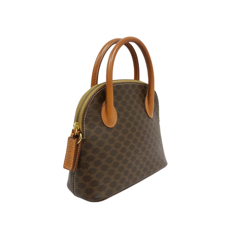 CELINE Macadam Handbag, Brown, Gold Hardware, CELINE Monogram PVC
