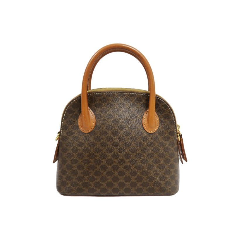 CELINE Macadam Handbag, Brown, Gold Hardware, CELINE Monogram PVC