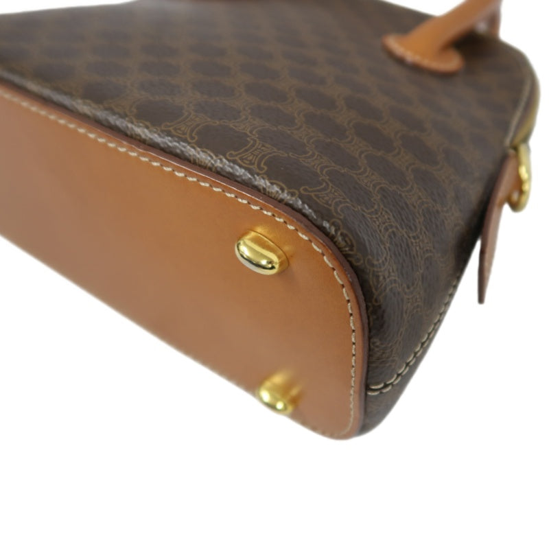 CELINE Macadam Handbag, Brown, Gold Hardware, CELINE Monogram PVC
