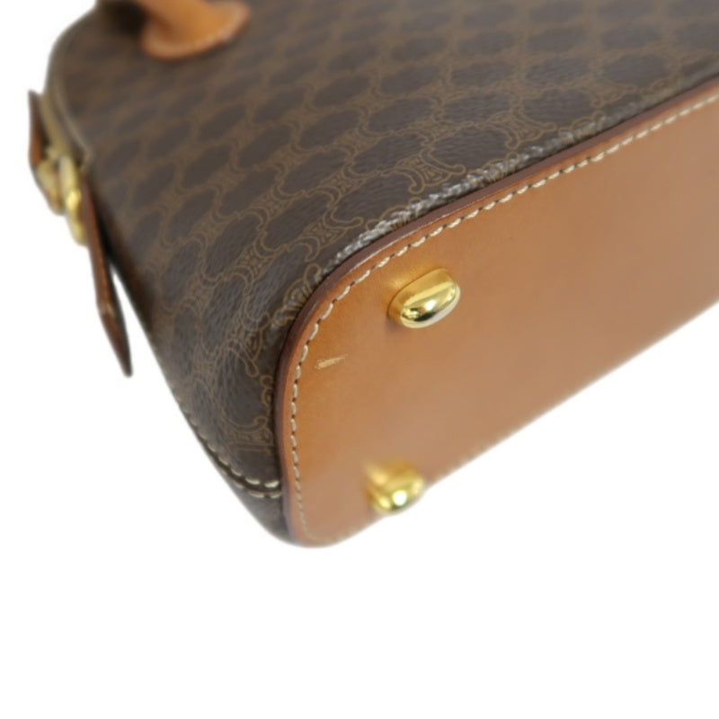CELINE Macadam Handbag, Brown, Gold Hardware, CELINE Monogram PVC