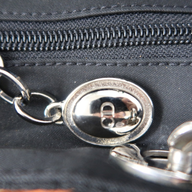 Dior Lady Dior Cannage Handbag, Canvas, Black, Silver Hardware