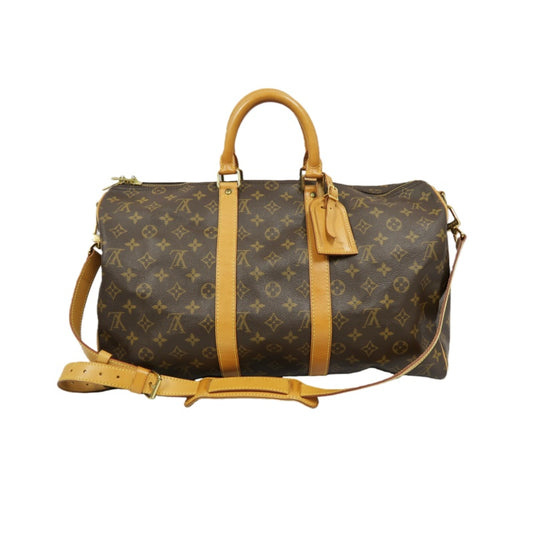 LOUIS VUITTON Keepall Bandoulière 50, Monogram Canvas, Brown, Boston Bag, Handbag