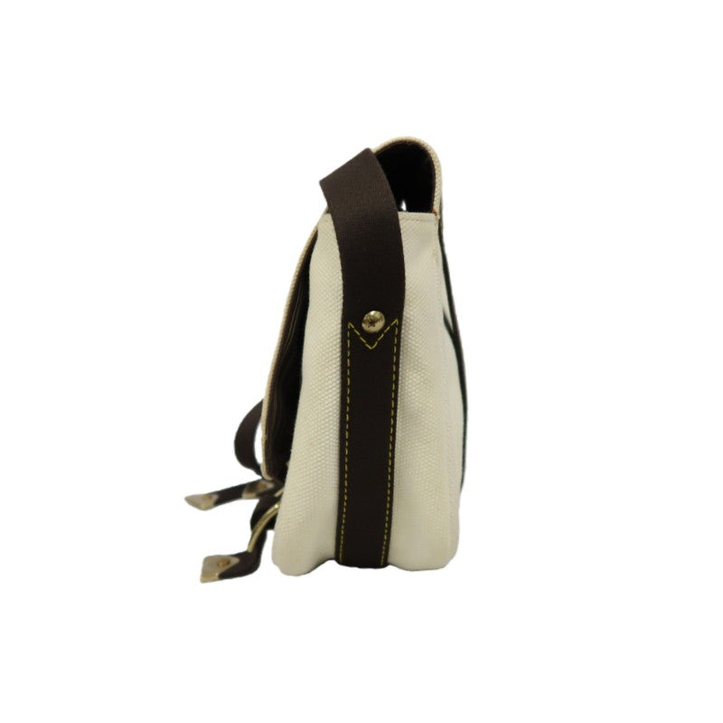 LOUIS VUITTON Antigua Buzas PM Shoulder Bag, White/Brown Canvas with Gold Hardware