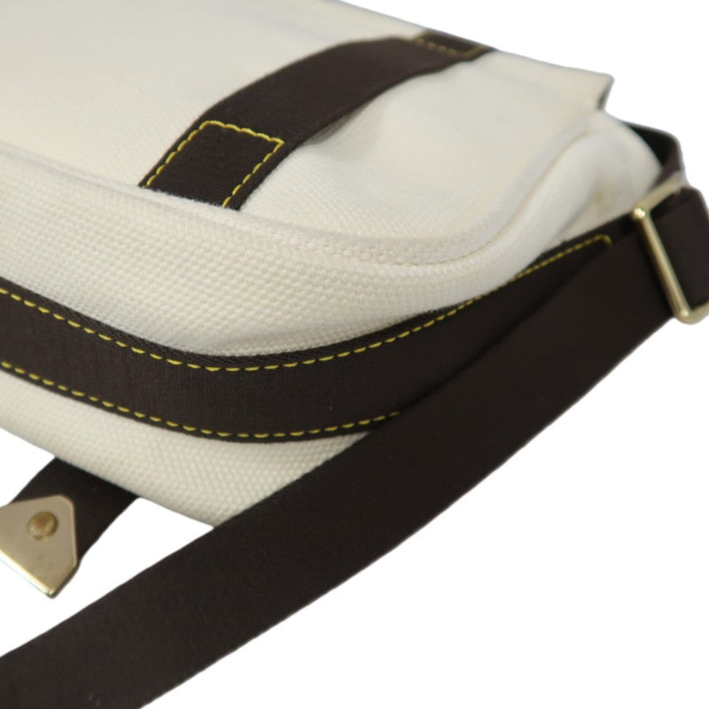 LOUIS VUITTON Antigua Buzas PM Shoulder Bag, White/Brown Canvas with Gold Hardware