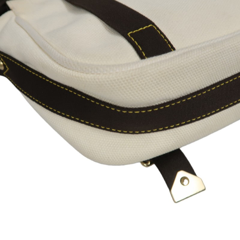 LOUIS VUITTON Antigua Buzas PM Shoulder Bag, White/Brown Canvas with Gold Hardware