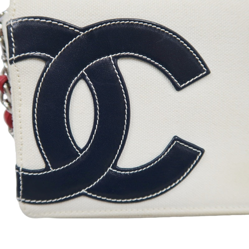 CHANEL Coco Mark No.5 Chain Shoulder Bag Canvas White With Guarantee Card CHANEL White Canvas Crossbody Bag