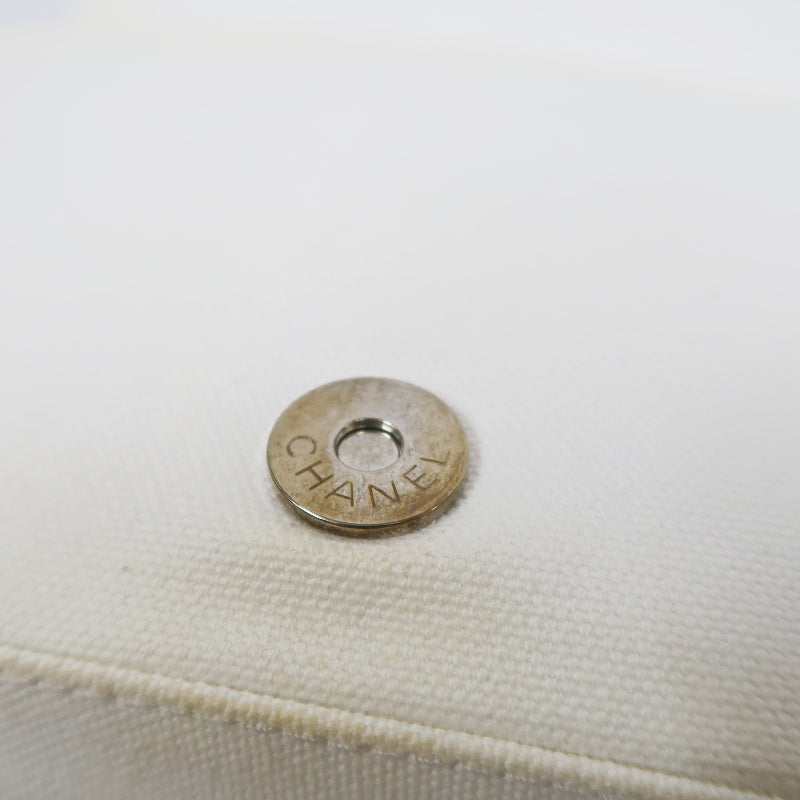 CHANEL Coco Mark No.5 Chain Shoulder Bag Canvas White With Guarantee Card CHANEL White Canvas Crossbody Bag