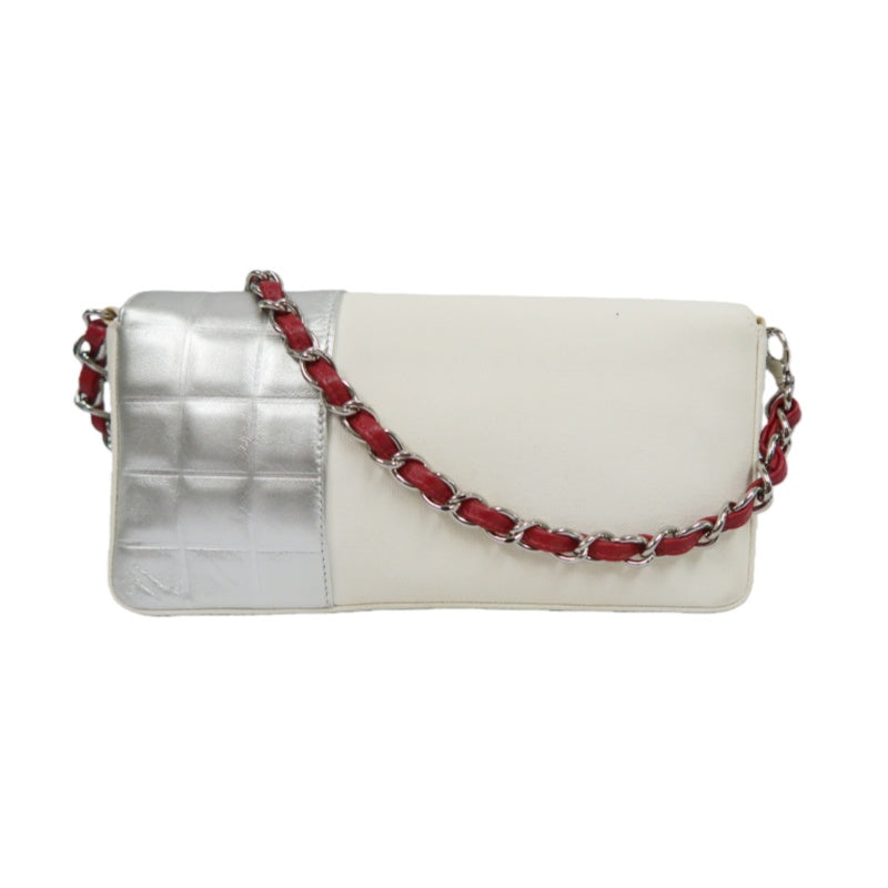 CHANEL Coco Mark No.5 Chain Shoulder Bag Canvas White With Guarantee Card CHANEL White Canvas Crossbody Bag
