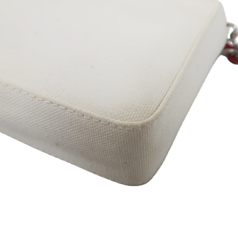 CHANEL Coco Mark No.5 Chain Shoulder Bag Canvas White With Guarantee Card CHANEL White Canvas Crossbody Bag