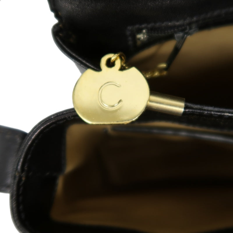 CELINE Shoulder Bag, Leather, Black, Gold Hardware, CELINE Black Calfskin Crossbody Bag