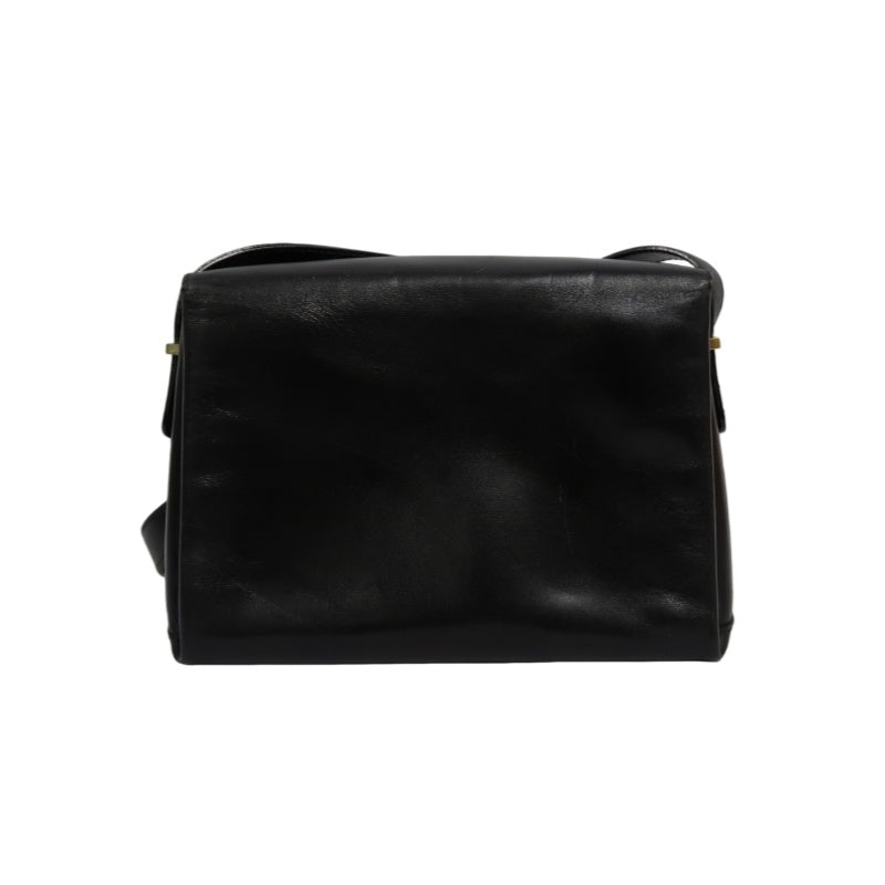 CELINE Shoulder Bag, Leather, Black, Gold Hardware, CELINE Black Calfskin Crossbody Bag