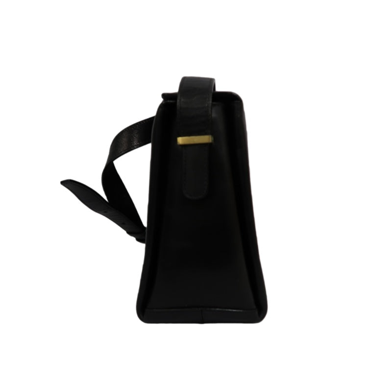 CELINE Shoulder Bag, Leather, Black, Gold Hardware, CELINE Black Calfskin Crossbody Bag