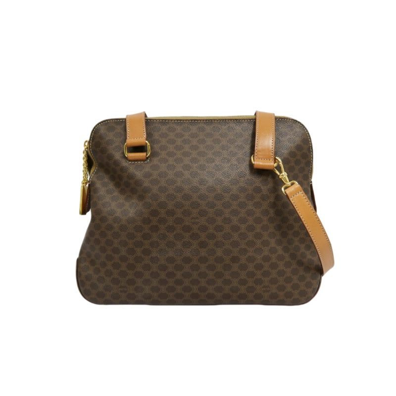 CELINE Macadam Tote Bag, Brown, Gold Hardware, With Shoulder Strap