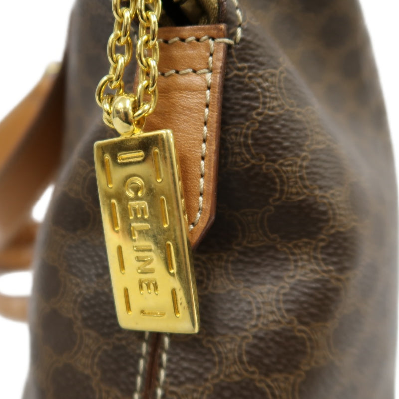CELINE Macadam Tote Bag, Brown, Gold Hardware, With Shoulder Strap