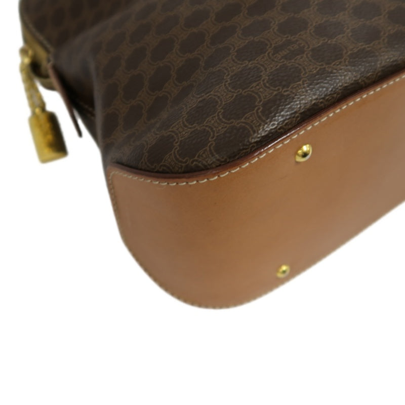CELINE Macadam Tote Bag, Brown, Gold Hardware, With Shoulder Strap