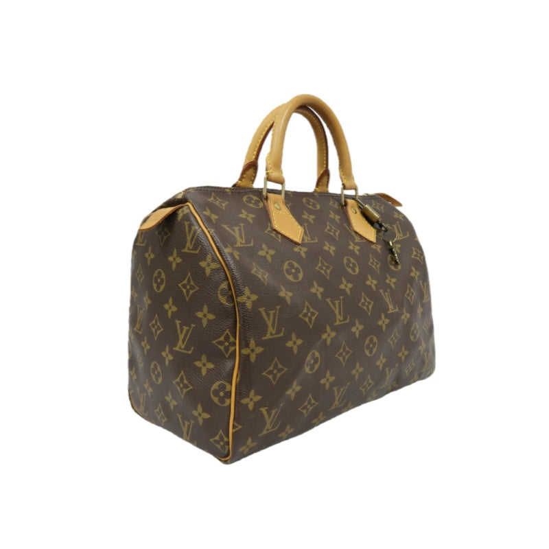 LOUIS VUITTON Speedy 30, Monogram Canvas, Brown Handbag, with Padlock & 2 Keys