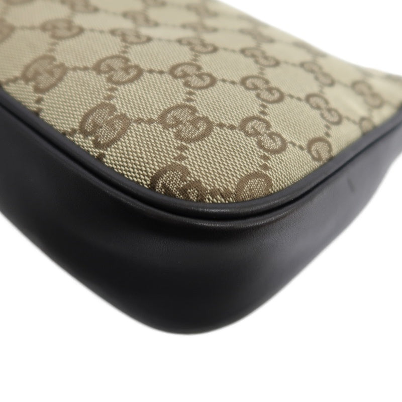 GUCCI Bamboo GG Canvas Shoulder Bag, Brown, Silver Hardware