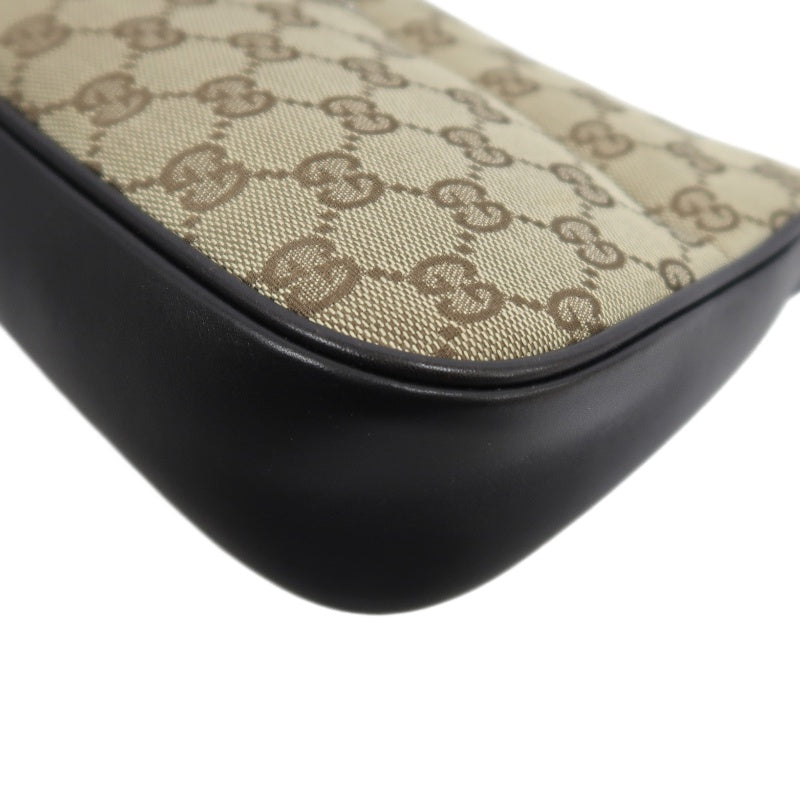 GUCCI Bamboo GG Canvas Shoulder Bag, Brown, Silver Hardware