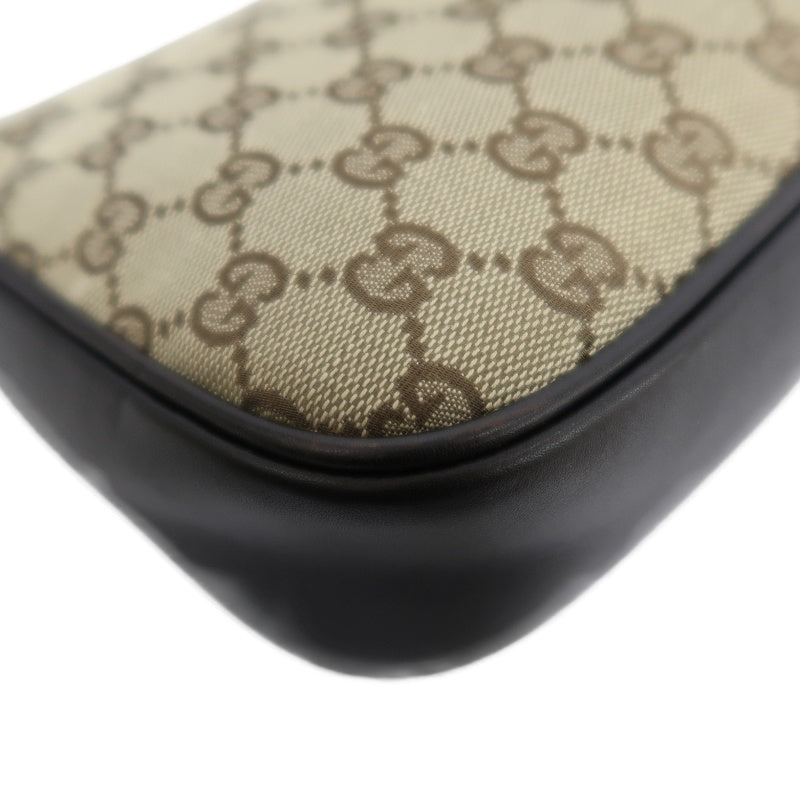 GUCCI Bamboo GG Canvas Shoulder Bag, Brown, Silver Hardware