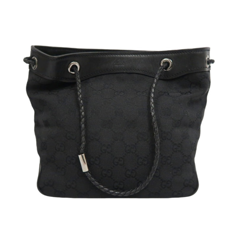 GUCCI GG Canvas Handbag, Black, Silver Hardware, GUCCI Black Monogram Canvas Shoulder Bag