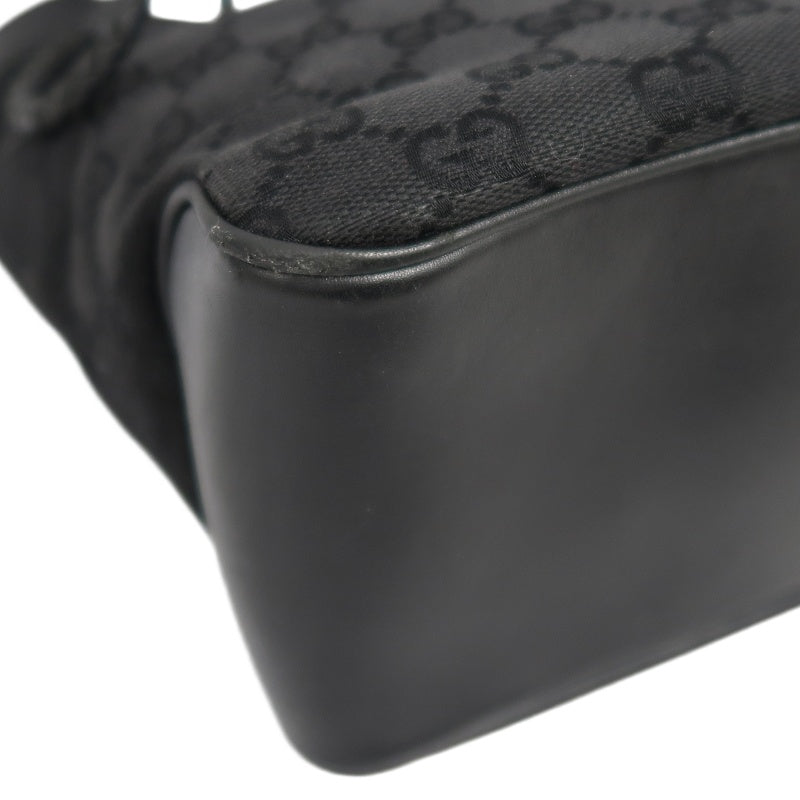 GUCCI GG Canvas Handbag, Black, Silver Hardware, GUCCI Black Monogram Canvas Shoulder Bag