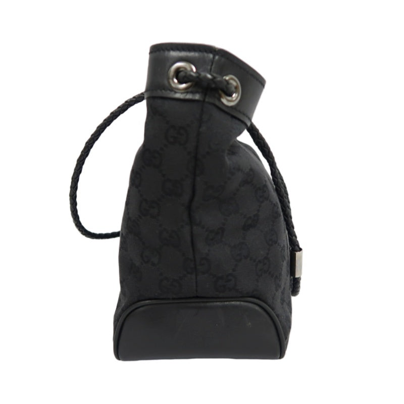 GUCCI GG Canvas Handbag, Black, Silver Hardware, GUCCI Black Monogram Canvas Shoulder Bag