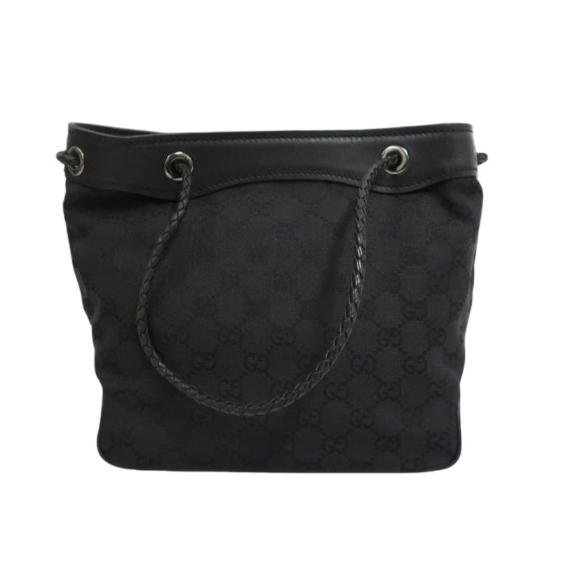 GUCCI GG Canvas Handbag, Black, Silver Hardware, GUCCI Black Monogram Canvas Shoulder Bag